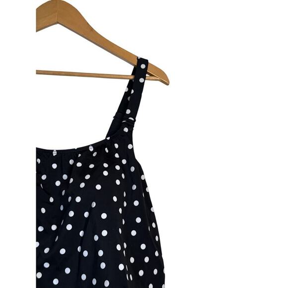 Swim Solutions Women's Polka Dot One Piece Swim Romper Size 16W Black White NWT - Picture 5 of 12